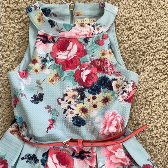 🎀Copper Key floral dress with pink belt🎀 - Picture 2 of 5